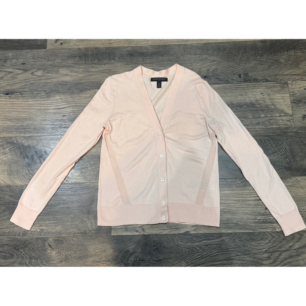 Banana Republic Cardigan Sweater V-Neck Button‎ Front Knit Light Pink XS